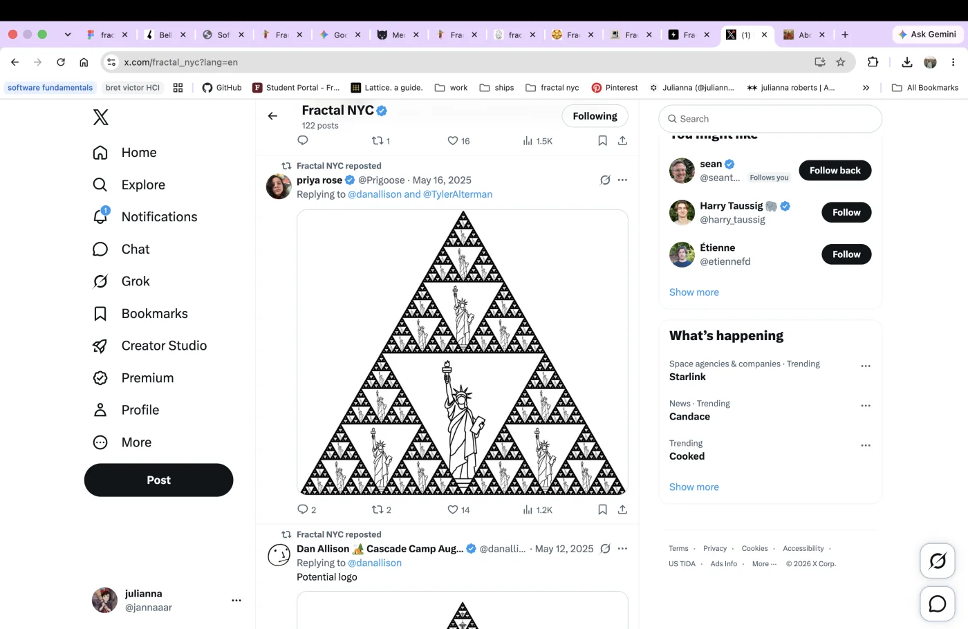 Archived Fractal NYC social post featuring a Sierpinski sculpture